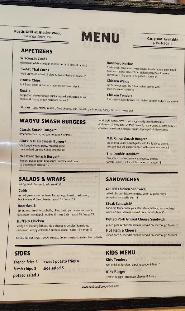 Rustic Grill at Glacier Wood Menu image 1