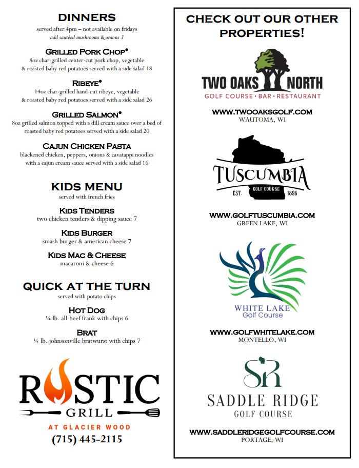 Rustic Grill at Glacier Wood Menu image 3